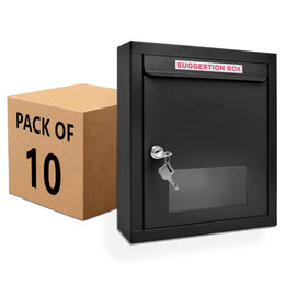 Plantex All in 1 Letter Box/Multipurpose Box/GI Steel Suggestion Box/Complaint Box/Post Box/Donation Box/Letter Box for Home gate and Office with Keylocks - Pack of 10 (Black)