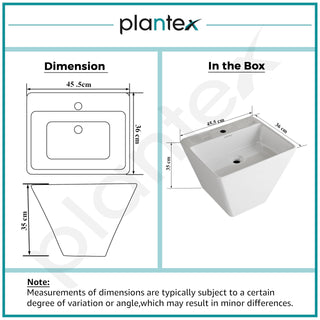 Plantex Ceramic Wash Basin/Half Pedestal Washbasin for Bathroom with 10 Years Glaze Warranty by Plantex/Wall Hung Wash Basin for Office/Hotels (White - 18x 14 x 14 Inch)