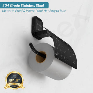 Plantex 304 Grade Stainless Steel Tissue/Toilet Paper roll Holder Stand for washroom/Bathroom Accessories - Cute (Black)