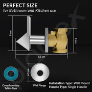 Plantex Angle Cocke for Bathroom/ Urinal Flush Valve with Teflon Tape & Brass Wall Flange - 25mm Pure Brass, 7 Year Warranty (Commercial & Residential Use) - (PRI-320-Chrome)