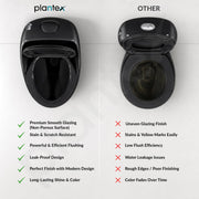 Plantex Imported Western Commode/Rimless Siphonic Vaccum Flush/One Piece Floor Mounted Commode with Soft Close Toilet Seat Cover - S Trap Outlet ( Black )