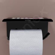 Plantex Stainless Steel Toilet Paper Holder/Toilet Paper Roll Holder for Bathroom/Tissue Roll Holder with Mobile Stand/Bathroom Accessories - (Black)