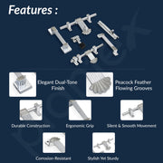 Plantex Stainless Steel Door Kit for Single Door/Door Accessories (10-inch Al-Drop,8-inch Latch,2 Handles of 8 and 7 Inch,7-inch Tower Bolt and 4-inch Door Stopper- (Chrome & Satin)