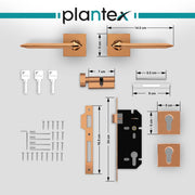 Plantex Main Door Lock/Mortise Lock for Door with 3 Years of Warranty - Robust Door Lock for Home with Brass Lock Body & Cylinder (7105 - PVD Choco)