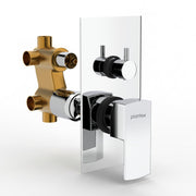 Plantex 4 Way Thermostatic Shower Jet Diverter with Single Lever High Flow Mixer/Pure Brass Concealed Body & Exposed Parts Kit/Outlet Bathroom Valve - Chrome (Kubix Primium-2586)