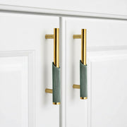 Plantex Stainless Steel & Aluminium Cabinet Handle/96mm Wardrobe Door Handle/Cupboard Pull-Push Handles for Home/Office - Pack of 2 (Green & Gold)