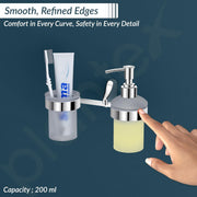 Plantex Smooth Brass 2in1 Glass Tumbler Holder with Handwash Dispenser - Multiuse (UN-1739)