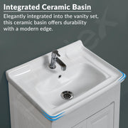Plantex Wash Basin with Cabinet/Unbreakable Bathroom Vanity Cabinet & Washbasin Set/Basin Cabinet for Bathroom with Mirror (White)