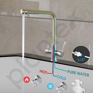 Plantex Pure Brass 3-in-1 Sink Mixer Tap Hot and Cold with Built-in RO Outlet/Mixer Tap for Bathroom with 360° Swivel Spout/Kitchen Sink Tap-Chrome