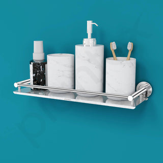 Plantex Stainless Steel Bathroom Shelf for Wall/Bathroom Organizer with Drill/Washroom Accessories/Wall Shelf for Kitchen Storage (16x5 inches, Chrome)