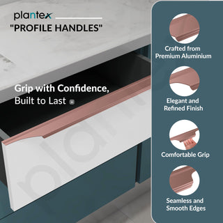 Plantex Profile Handle for Kitchen Cabinet/26 Inch Alluminium Drawer Profile Handle/Wardrobe Pull Handle for Home/Office/Hotel - Pack of 3 (Rose Gold)