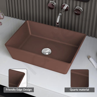 Plantex Granite Quartz Counter Top WashBasin/Rectangle Tabletop Wash Basin/Vessel Sink Wash Basin Over Counter for Home/Restaurant (Brown - 18 x 13 x 5 Inch)