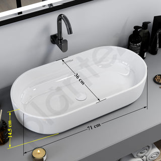 Plantex Platinum Ceramic Wash Basin/Basin for Bathroom/Tabletop Wash Basin/Bathroom Basin (White, 28 x 14.5 x 6 Inch)