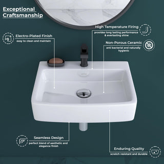 Plantex Ceramic Wall Hung Basin/Washbasin for Bathroom/Wall Mounted Wash Basin/Sink for Living Room (Bolton, White)