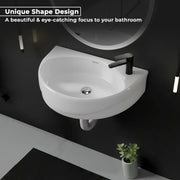 Plantex Platinum Ceramic Wash Basin Wall Mounted/Wash Basin for Bathroom/Wall Hung Washbasin/Sink for Bathroom with 10 Years Glaze Warranty by Plantex(Glossy White/Cody -17.5 x 11.5 x 5 Inch)