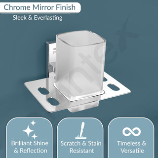 Plantex 304 Grade Stainless Steel Tooth Brush Holder/Tumbler Holder/Bathroom Accessories - Iris (Chrome)