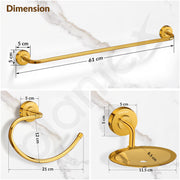Plantex 304 Grade Stainless Steel Bathroom Accessories Set of 3 - Towel Hanger/Napking Holder/Dual Soap Holder for Bathroom - Daizy (Golden)