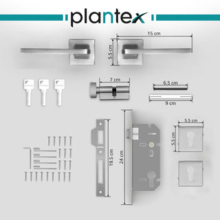 Plantex Premium Door Lock/Main Door Lock for Home/Mortise Lock Set with 3 Years of Warranty (605-Satin & Chrome)