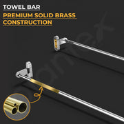 Plantex Towel Rod for Bathroom/Pure Brass Towel Hanger/24in Towel Holder/Bathroom Accessories - Pack of 1 (APS-GIA-01, Chrome)