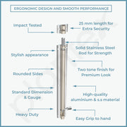 Plantex Heavy Duty 12-inch Joint-Less Tower Bolt for Wooden and PVC Doors for Home Main Door/Bathroom/Windows/Wardrobe - Pack of 8 (703, Silver - Chrome)