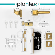 Plantex Mortise Door Lock for Main Door/Premium Handle Lock Set for Home with 3 Years Warranty by Plantex (Brass Antique & Gold)