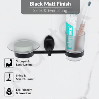 Plantex 304 Grade Stainless Steel Soap and Brush Holder Stand for Bathroom and Wash Basin/Bathroom Accessories - Oreva (Black)