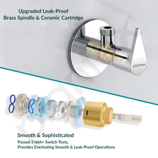 Plantex Brass Angle Valve with Wall Flange & Teflon Tape/Angle Cock/Angle valve for Bathroom with 7-Year Warranty - (PAC-1805 Nickel Chrome)
