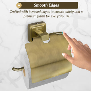 Plantex 304 Grade Stainless Steel Toilet Paper Holder/Stand for Toilet Paper Roll/Tissue Paper Holder - Decan (Brass Antique)