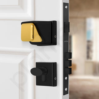 Plantex Stainless Steel Main Door Knob Mortise Lock Handle/Heavy Duty Door Lock/Handle Set for Home/Office/Door Accessories (Gold & Black)