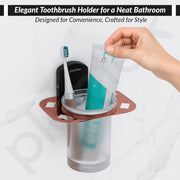 Plantex 304 Grade Stainless Steel Tumbler Holder/Tooth Brush Holder for Bathroom/Bathroom Accessories - Pack of 1 (Parv-Rose Gold & Black)