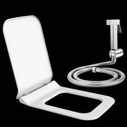 Plantex Hygienic Toilet Combo/Polypropylene Toilet Seat Cover/Health Faucet Set with 1.20 meter Hose Pipe for Toilet with Wall Hook - Combo (Chrome)
