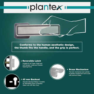 Plantex Door Lock for Home/Main Door Lock Set with 3 Computerized Key/Mortise Lock for Door with Brass LockBody & Cylinder (SM026, Satin & BNM)