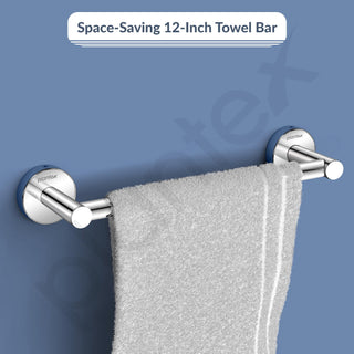 Plantex Towel Holder for Bathroom/12 inch Towel Bar/Single Towel Rod/Towel Hanger for Home/Bathroom Accessories - Pack of 2 (Chrome)