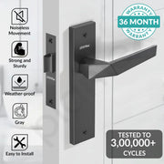 Plantex Heavy Duty Door Lock Ã¢â‚¬â€œ Bathroom Door Lock/Mortise 8inch Keyless Plate Handle Set for Home/Bathroom/Store Room/Balcony/Office with Baby Latch (8129- Grey)