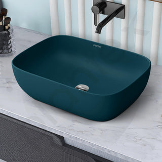 Plantex Wash Basin for Bathroom/Ceramic Basin/Rectangle Tabletop Basin/Hand Washbasin for Home/Restaurant - (18 x 13 x 5 inch -Pine Blue)