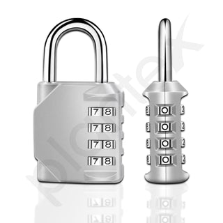 Plantex 4 Digit Combination Number Password Metal Lock/Zinc Alloy Locks for Luggage/Locks for Travel Bags for Luggage/Locks for Cabin Luggage/Travel Essentials - Pack of 2 (Silver)