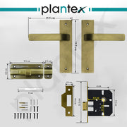 Plantex Heavy Duty Door Lock ÃƒÂ¢Ã¢â€šÂ¬Ã¢â‚¬Å“ Bathroom Door Lock/Mortise 8inch Keyless Plate Handle Set for Home/Bathroom/Store Room/Balcony/Office with Baby Latch (8107, Brass Antique)