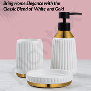 Plantex Ceramic Bathroom Set - Soap Holder for Bathroom/Liquid Soap Dispenser/Tumbler Holder/Toothbrush Holder/Handwash Dispenser - 3 Pcs Set