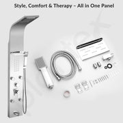 Plantex 304 Grade Stainless Steel Shower Panel/6 in 1 Shower System/Handshower with Waterfall Outlet/Tub Spout/Body Massage Spray With Hot &cold Mixer- (1015, Chrome)