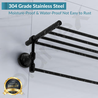 Plantex 304 Grade Stainless Steel Towel Rack for Bathroom/Towel Stand/Hanger/Bathroom Accessories - Niko (24 Inch-Black)
