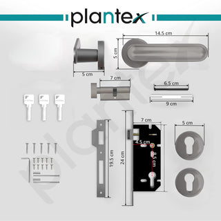 Plantex Main Door Lock/Mortise Lock for Door with 3 Years of Warranty - Robust Door Lock for Home with Brass Lock Body & Cylinder(Satin Black Finish)