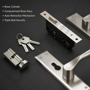 Plantex Door Lock Handle Set/6-Lever Lock Mechanism with 3 Years of Warranty by plantex/Mortise Lock with 3 Keys,Lock Body & Cylinder (PTP-01, Satin)