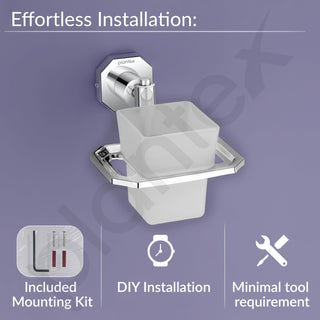 Plantex 304 Grade Stainless Steel Toothbrush Holder and Tumbler Holder for Bathroom and WashBasin Bathroom Accessories - Nipron (Chrome)