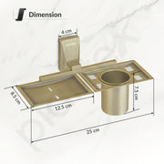 Plantex 304 Grade Stainless Steel 2 in1 Soap Dish with Tumbler Holder/Soap Stand/Tooth Brush Holder for Bathroom - Crystal (Brass Antique)