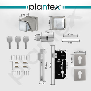 Plantex Heavy Duty Door Lock/Stainless Steel Main Door Mortise Lock Handle/Handle Set for Home/Office/Door (Satin White & Chrome)
