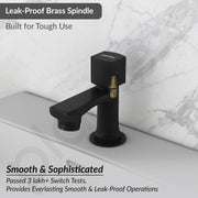 Plantex Pillar Tap for Wash Basin with Water Saving Aerator and Brass Spindle/Quarter Turn Basin Tap with Teflon Tape/Pillar Cocke for Wash Basin - Pack of 1 (Black)