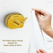 Plantex J4 Stainless Steel Clothes Hanger for Wall/Hangers for Bathroom/Robe Hook/Bathroom Accessories (PVD Gold Finish) Onix