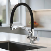 Plantex Pure Brass Flexible Tap for Kitchen Sink/Dual Flow Pull Out Sink Mixer Tap Hot and Cold/Movable/Rotable Water Mixer Faucet - (7904, Chrome)