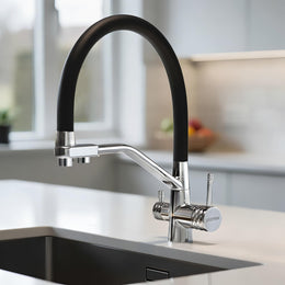 Plantex Pure Brass Flexible Tap for Kitchen Sink/Dual Flow Pull Out Sink Mixer Tap Hot and Cold/Movable/Rotable Water Mixer Faucet - (7904, Chrome)