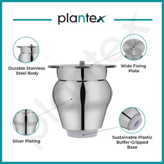 Plantex 3 Inch Sofa Legs for Bed Furniture/Sofa Legs for Table/Sofa Support Legs with Rubber Grip (Chrome Finish, 8 Pcs)